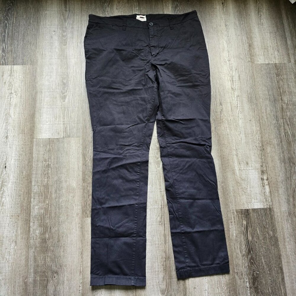 Merona Stretch Chino Pants Canvas Casual Charcoal Pockets Men's 36x32 Black Grey